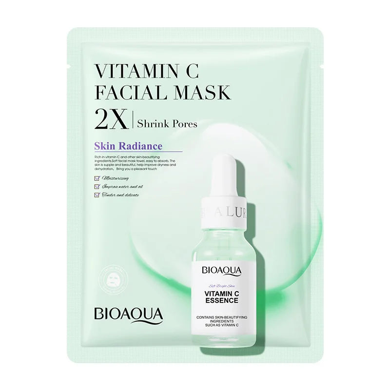 20 mascarillas faciales BIOAQUA Centella con colágeno, hidratantes y refrescantes, con ácido hialurónico, para el cuidado de la piel.