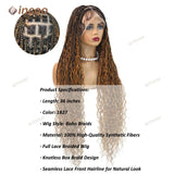 36" Boho Curly Box Braided Lace Wig | Knotless Cornrows | Synthetic Braids for Black Women