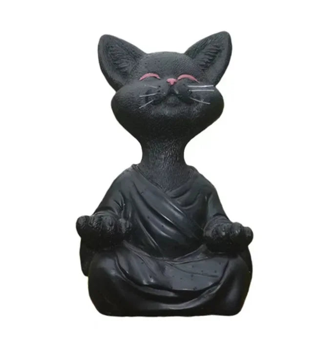 Meditation Cat Sculpture Garden Decoration Resin Yoga Sitting Zen Cat Home Ornament Outdoor Garden Figurine Home Decorations