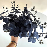 Fleurs artificielles d'eucalyptus noir de 34 cm pour décoration de chambre, de bureau, de maison