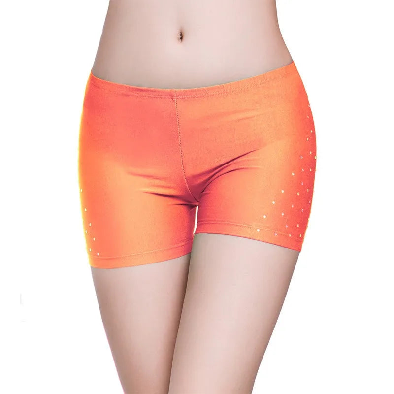 Belly Dance Safety Shorts Women's Belly Dance Clothes Leggings Tight-fitting Stretch Safety Pants with Diamonds Short Pants