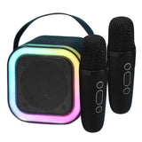Máquina de karaoke Bluetooth 5.3 con micrófono inalámbrico y luces LED ajustables, mini altavoz para niños y adultos.