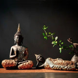 Estatua grande de Buda de Tailandia, escultura de Buda de resina verde hecha a mano, figura budista, meditación, decoración del hogar