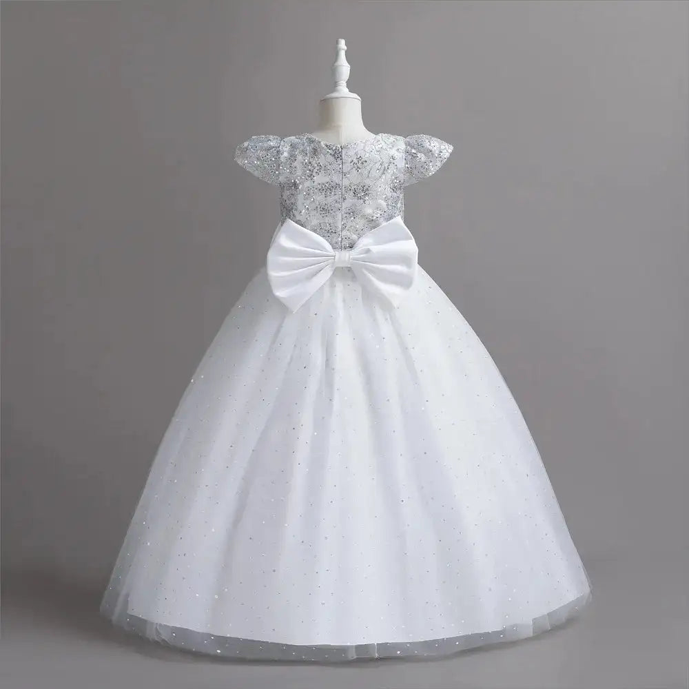 New Christmas Party Princess long dress children's dress children's gauze lace birthday party dinner ball big butterfly dress