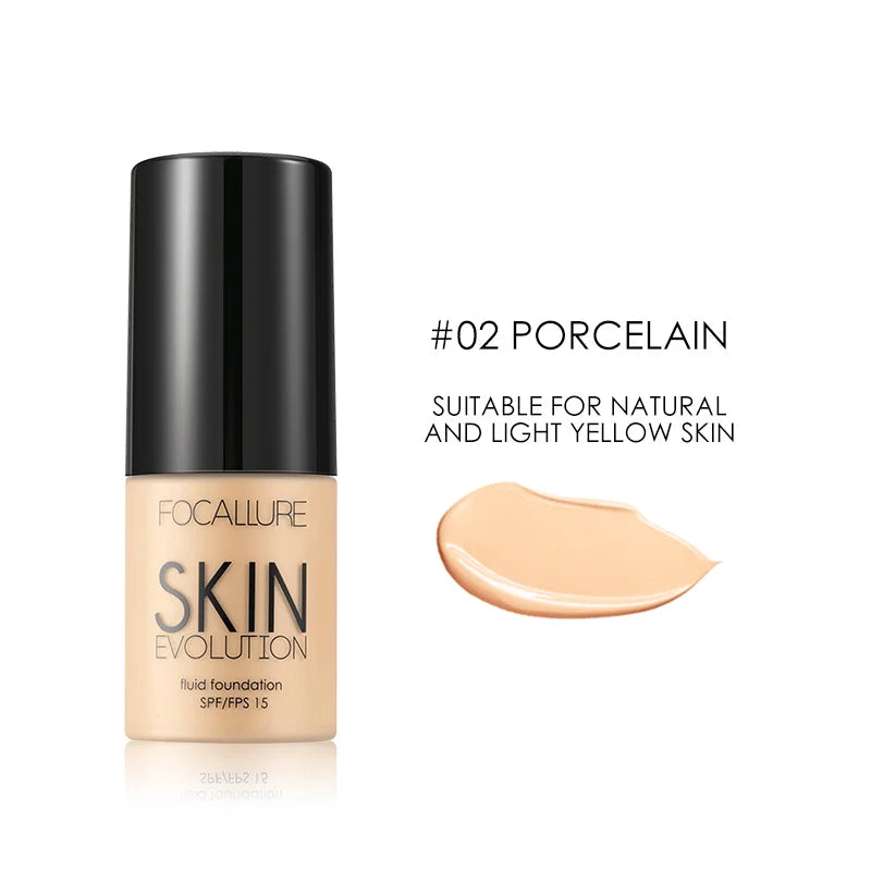 Base de maquillaje Focallure de 8 colores, base líquida, crema de cobertura total, corrector, hidratante, maquillaje facial.