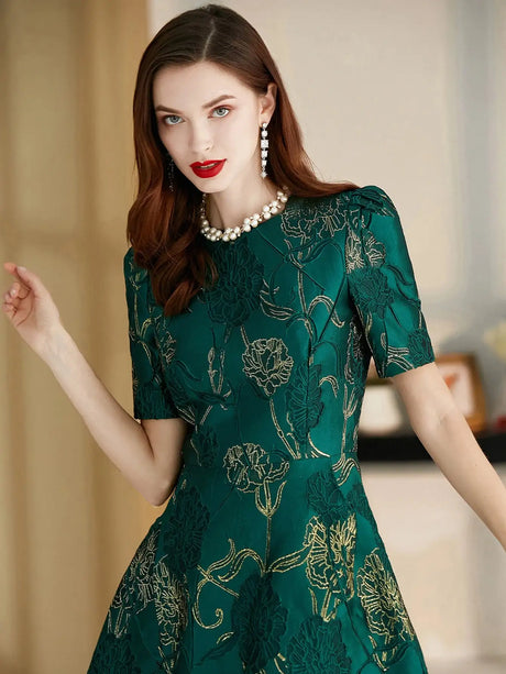 Women Summer Long Dress Elegant Boho Floral Jacquard Flower Dress Irregular Evening Party Dress Lady Ball Gown - Lootquake