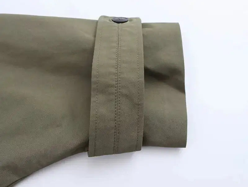 Autumn Winter Army Green Windbreaker Jacket Women Streetwear Loose Oversize Hooded Overcoat Female Single Breasted Thicken Coat - Lootquake