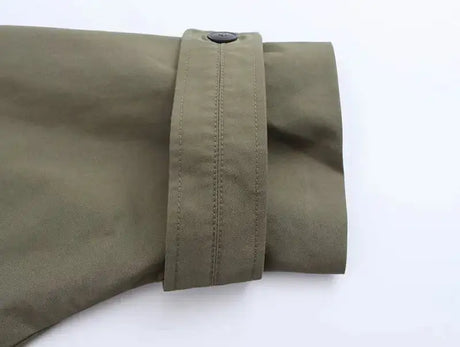 Autumn Winter Army Green Windbreaker Jacket Women Streetwear Loose Oversize Hooded Overcoat Female Single Breasted Thicken Coat - Lootquake