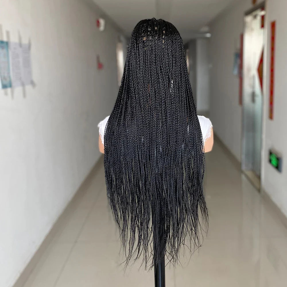 30" Long 2 Twist Box Braids Wig | Micro Braids | Fake Scalp | Synthetic | With Baby Hair | For Black Women