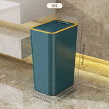 10L/12L Plastics Garbage Bin Bathroom Trash Can Slim Trash Can with One-Touch Lid Bathroom Kitchen Garbage Bin Home Supplies