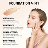 Fond de teint bionique 4 en 1, anti-cernes liquide, hydratant, couvrance totale, longue tenue, waterproof, spectre SPF50+, imite les couleurs