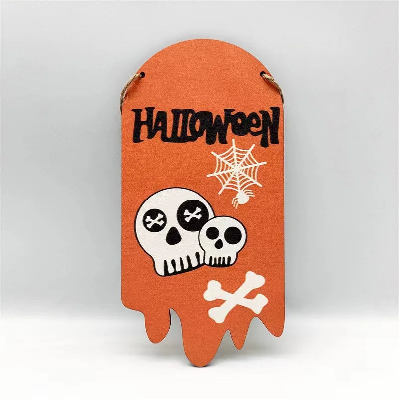 New Halloween Wooden Hanging Sign - Holiday Door Decor, Wooden Plaque Crafts, Festival Wall Hanging for Home Party Decoration