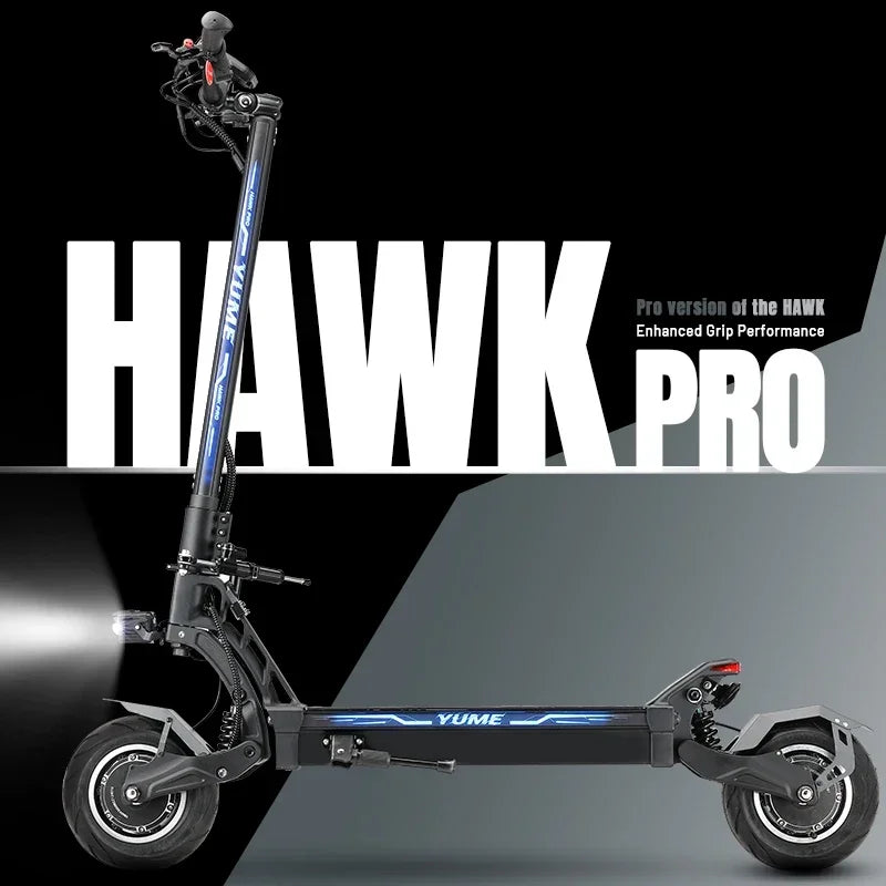 Trottinette électrique Yume Hawk Pro 6 000 W à double moteur, accélérateur au pouce, écran NFC, vitesse maximale : 85 km/h, batterie 60 V-30 AH, autonomie maximale : 100 km