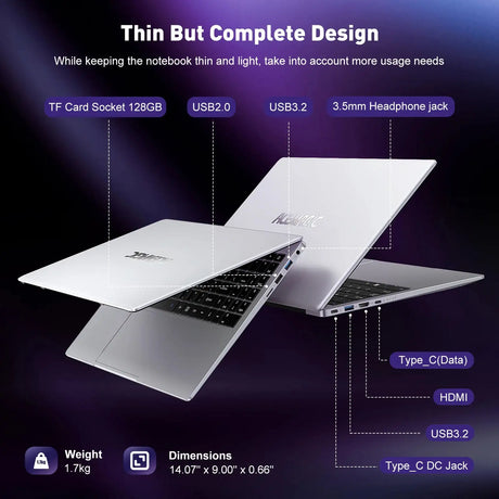 ACEMAGIC 15.6" Ultra Slim Laptop 16GB RAM 512GB SSD Intel N97 Notebook Gamer 1920*1080 Display Office Study Computer Windows 11 - Lootquake