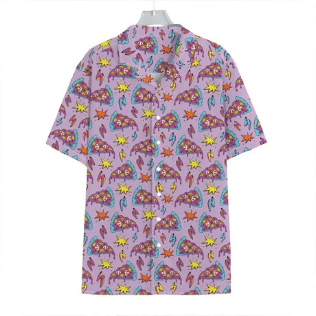 3D Print Pepperoni Pizza Graphic Aloha Shirts For Men Short Sleeve Oversized Beach Hawaii Shirts Mens Button Up Tee Shirt Tops - Lootquake