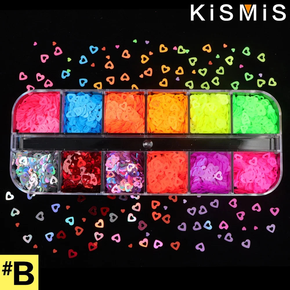 1 Box Fluorescence Butterfly Shape Nail Art Glitter Flakes 3D Colourful Sequins Polish Manicure Nail Decoration