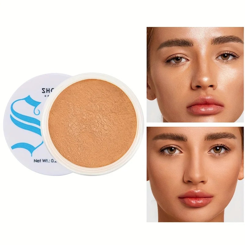 Loose Powder Honey Pearlescent Powder Makeup Setting Powder Matte Finish Oil Control Waterproof Full Coverage Powder Foundation