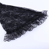 Lace Shrugs Sheer Crop Tops Long Bell Sleeves Cardigan Women Dark Gothic Wedding Punk Sexy Crochet Bolero Cover Up Shirt - Lootquake