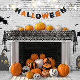 Halloween Decorations Set Spider Web Table Runner Fireplace Scarf Cover Tablecloth 3D Bats Wall Stickers Halloween Party Decor