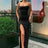 Summer Sexy Dress Women's New Slim Slim Fit Open Back Sexy Split Dress Long Dress Street Style Retro Dress Elegant Robe - Lootquake