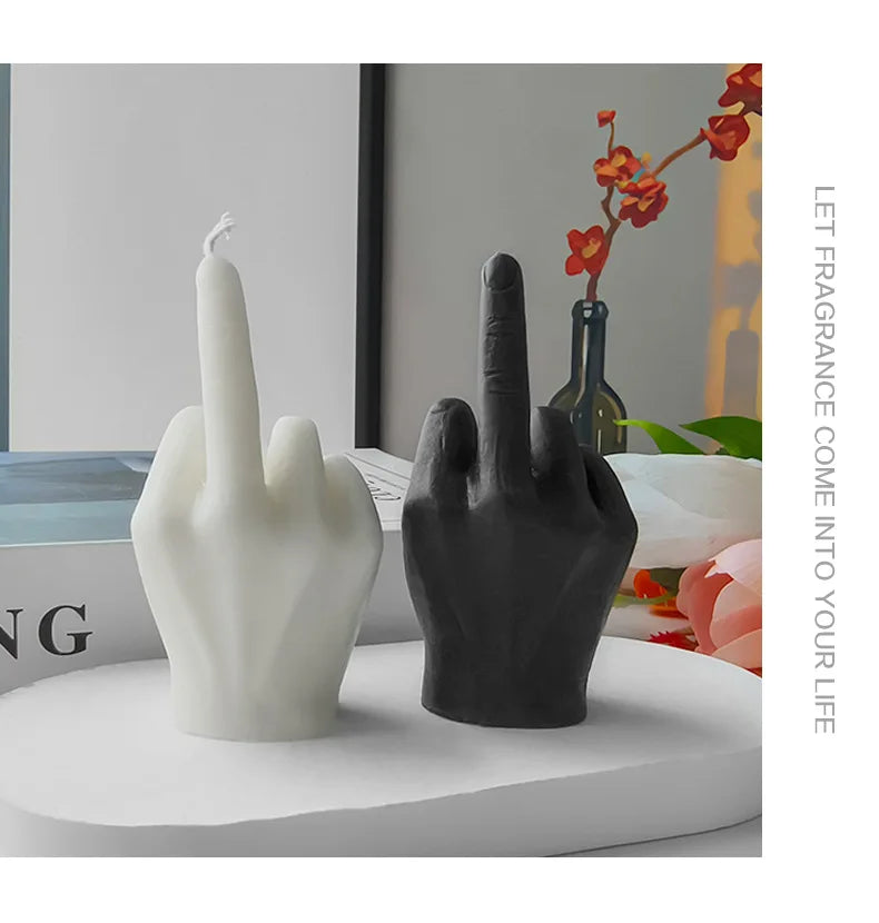 1pc White/Black Creative Candles Middle Finger Shaped Gesture Scented Candles Niche Funny Quirky Gifts Home Decoration Ornaments