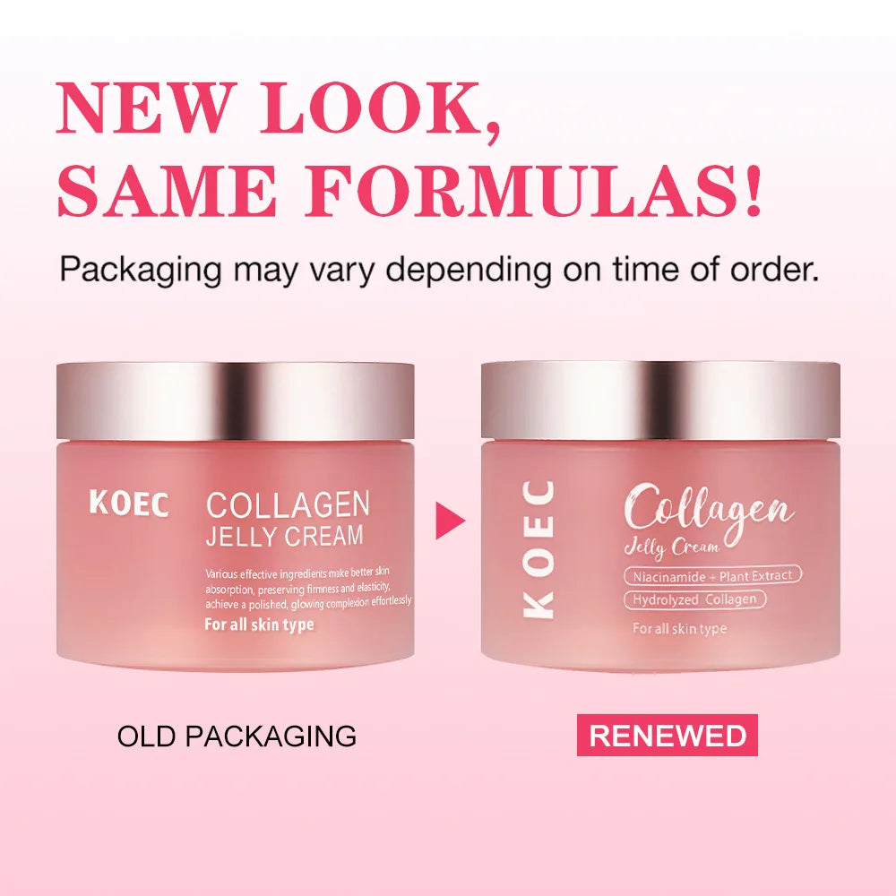 100ml KOEC Skincare Collagen Jelly Cream Hydrating Firming Smoothing Gel Hydrolyzed Collagen Niacinamide Squalane Plants Extract