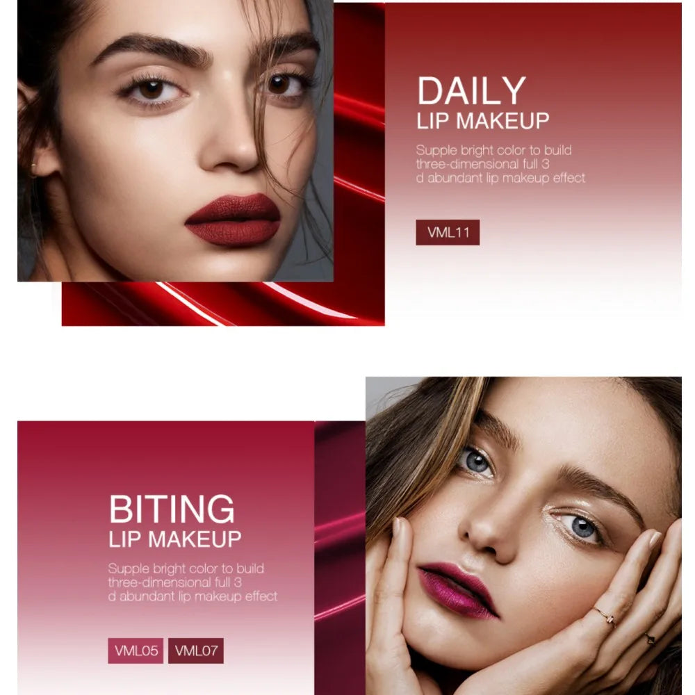O.TWO.O 12 colores Lápiz labial mate aterciopelado de alta calidad Maquillaje de labios de larga duración Resistente al agua Fácil de usar Brillo labial líquido mate