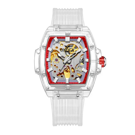 Luxury men's watch onola plastic transparent hollow full automatic mechanical watches men waterproof clock - Lootquake