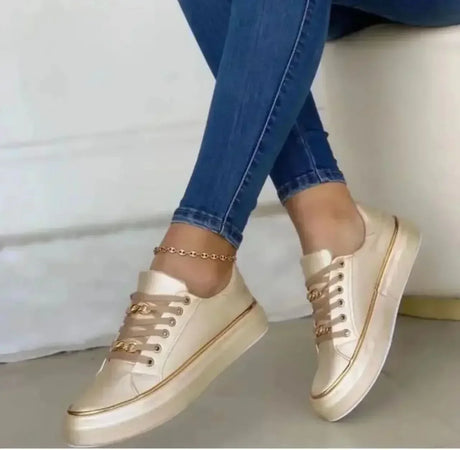 Women's Sneakers 2025 New Fashion Womens Shoes Comfortable Round Toe Platform Sneakers Lace-up Walking Vulcanized Shoes Zapatos - Lootquake