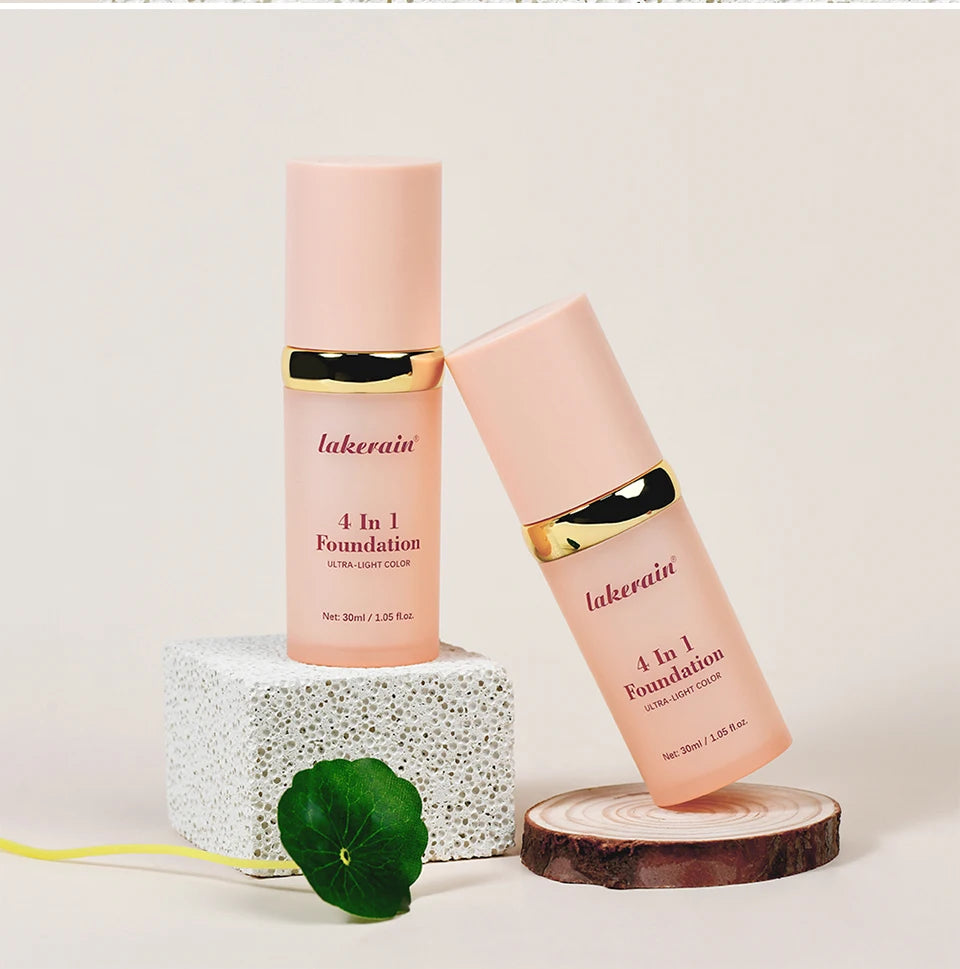 Color Changing Foundation 4 in 1 Moisturizing SPF 30+ Hydrating Color Longwearing Waterproof Travel Coverage Makeup Base
