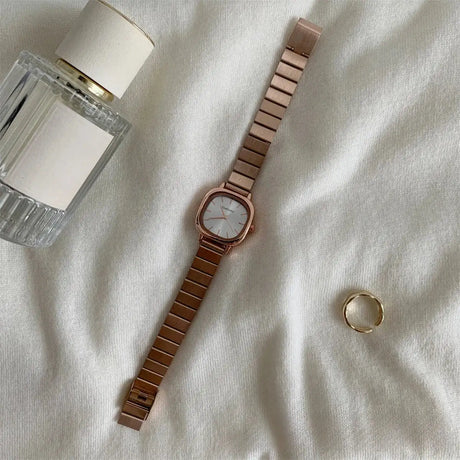 2024 Hot Brand Stainless Steel Strap Watch Women Luxury Gift Quartz Wristwatch Student Fashion Simple Square Quartz Watches - Lootquake