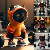 Sculpture de chat fitness mignon, dessin animé, résine 3D, artisanat, bijoux pour la maison, ornements, meuble TV, armoire à vin simple, cadeau de Saint-Valentin
