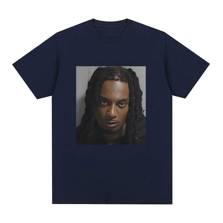 Rapper Playboi Carti Mugshot Graphic T-shirt Men's Fashion Vintage Hip Hop T Shirt Casual Cotton Short Sleeve Oversized T-Shirts - Lootquake