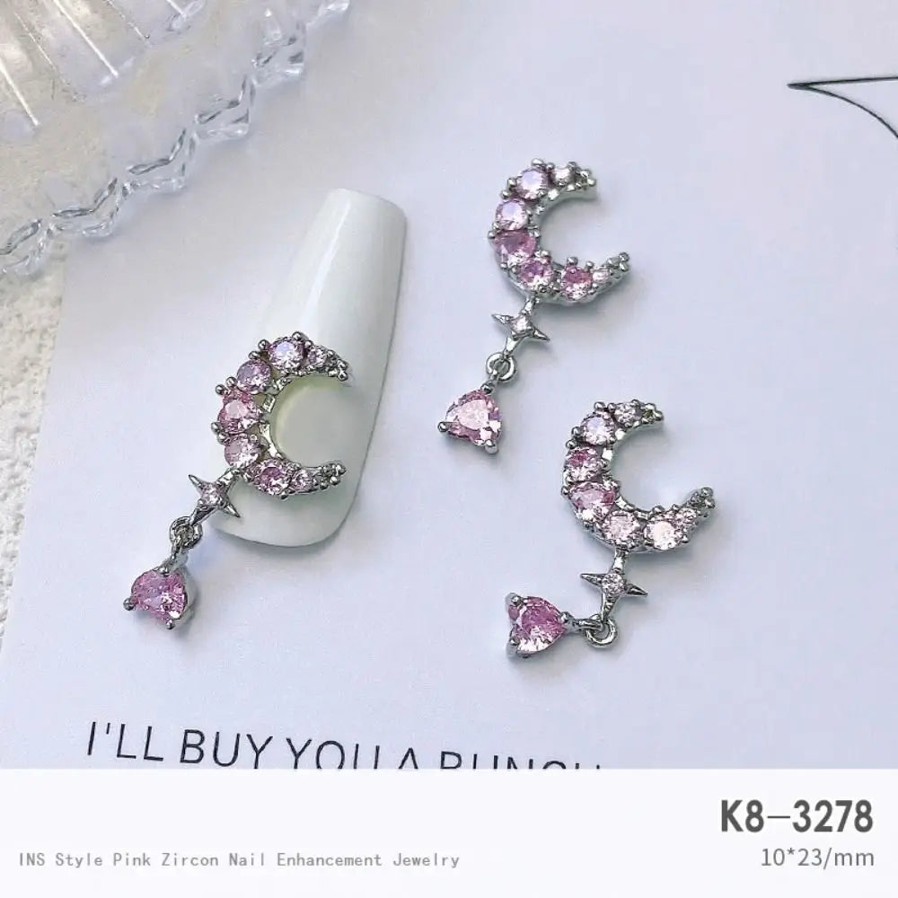 Light Luxury Charms Luxury Nails DIY Nail Charms Japanese Style Pink Jewel Nails Decor Manicure Ornaments Alloy