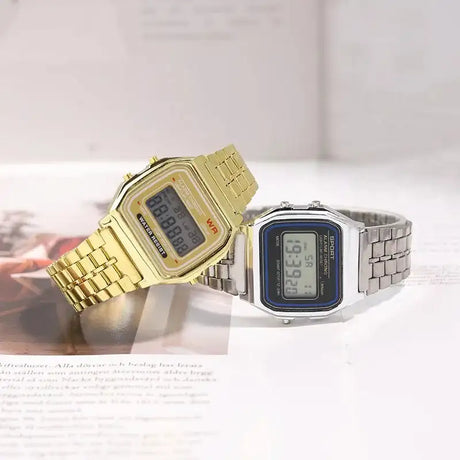 Fashionable and Classic Square Electronic Watch, Same Style for Men and Women, Couple Style Electronic Watch Steel Band A159, Ge - Lootquake