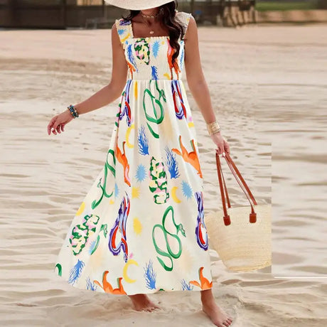 Summer Holiday Dress Women Casual Sleeveless A-Line Party Long Dress Boho Casual Sleeveless Party Dress 2024 - Lootquake