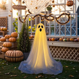 Spooky Ghost Decor Halloween Decorations Scary Standing Ghost Props with LED String Lights Outdoor Garden Yard Lawn Home Decor