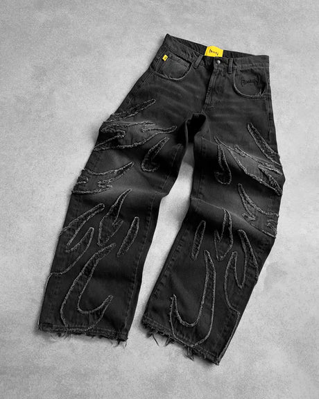 Y2K Baggy Jeans Vintage Gothic American Hip Hop Streetwear Patch Embroidery high quality Jeans Men Women Casual wide leg Jeans - Lootquake