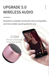 Mini haut-parleur Bluetooth, son HD avec basses, le plus petit haut-parleur sans fil pour téléphone, PC, tablette, avec bouton selfie, fonction d'appel, mignon
