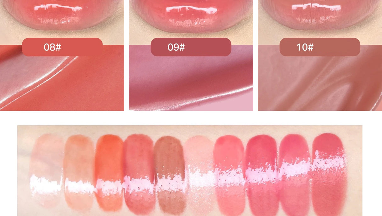 FLORTTE 10-Color Lip Palette Lip Gloss and Lipstick Glossy Moisturizing Pigmented Multifunctional Easy to Apply