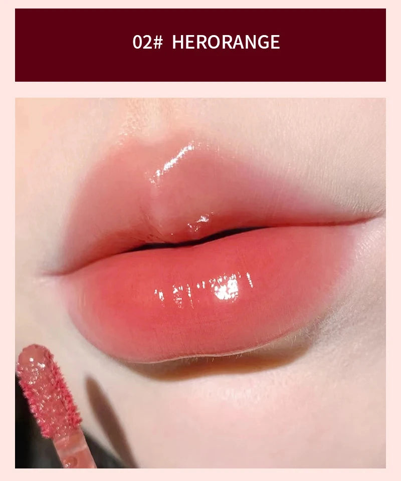 Laque à lèvres légère effet verre HERORANGE - Brillance miroir, formule hydratante ; anti-bavures, longue tenue et éclaircissante pour la peau