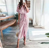 Formal Dresses For Wedding Guest Short Sleeve Long Dress Temperament Commuting High Waist Button Dress vestidos de graduación - Lootquake