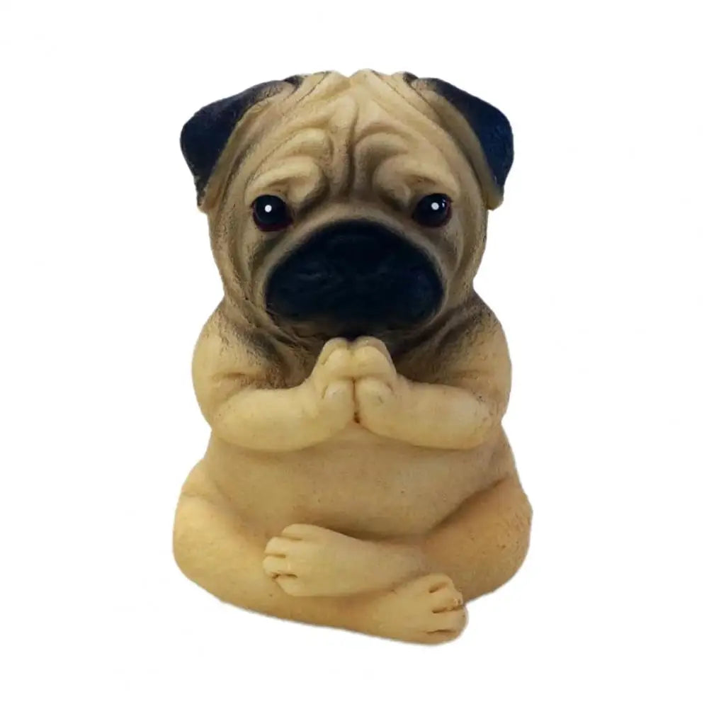Sitting Figurine Meditation Dog Sculpture Sitting Pug Puppy Yoga Meditation Dog Ornaments Sculptures for Indoor Outdoor Garden