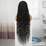 36" Boho Box Braids Wig with Curly Accents | HD Full Lace | Baby Hair