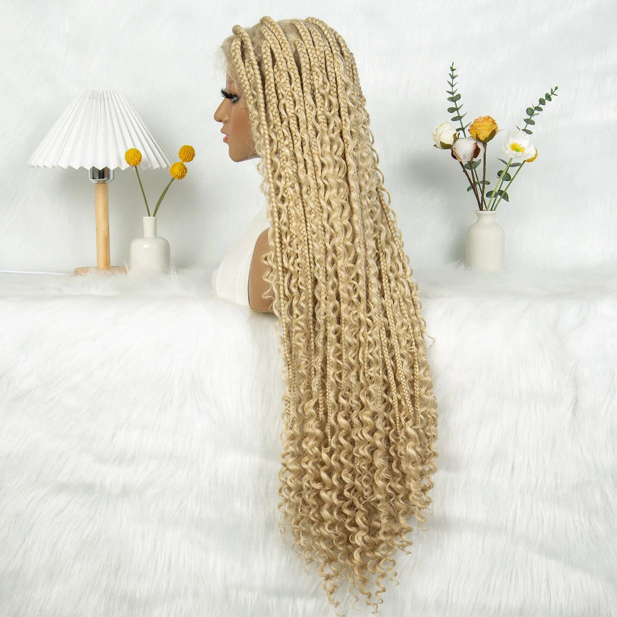 Blonde Bohemian Knotless Box Braids Wig | Transparent HD Full Lace