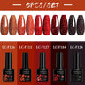 LILYCUTE 5Pcs/Set 7ML Red Brown Nail Gel DIY Nail Art Semi Permanent UV Gel Polish Long Lasting Design Manicure Kit Supplies