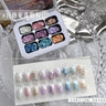 9 Grids Nail Powder Color Texture Three-Dimensional Styling Adhesive 9 Colors Nail Fairy Powder Set gel Polish Nail Art DIY