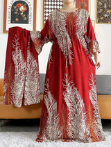 Vestido largo Abaya de algodón suelto de manga larga con estampado dashiki africano de nuevo estilo para mujer, vestido informal de verano