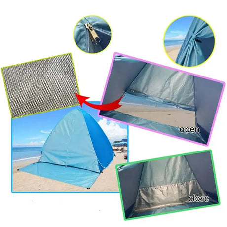With Door Curtain 2-3Persons Pop Up Beach Tent Automatic Quickly Open Outdoor Camping Tour UV50+ Portable Ultralight Sunscreen - Lootquake