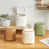 Cubo de basura de escritorio con tapa interior/exterior, doble barril, organizador de basura, caja de almacenamiento de escritorio de oficina para dormitorio, plástico duradero